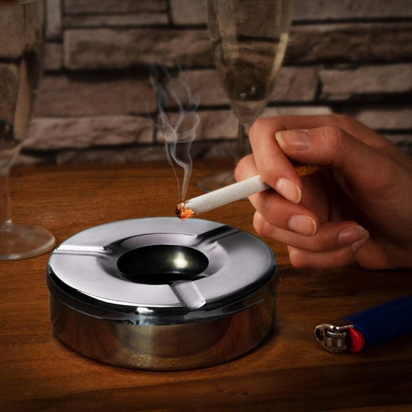 6x Stainless Steel Ashtrays Wind Ashtray With Removable Lid To Protect Again Carousel 5