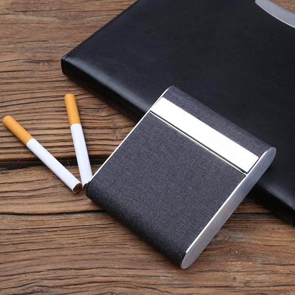 Cigarette Case Stainless Steel Curved Design Pocket Carry King Size Sturdy 20 Carousel 2