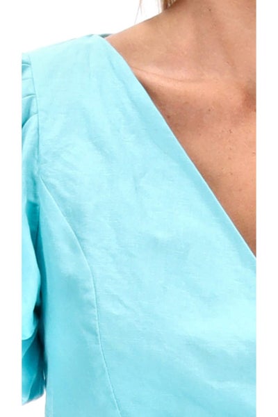 Amaya Miriam V Neck Top Teal Carousel 6
