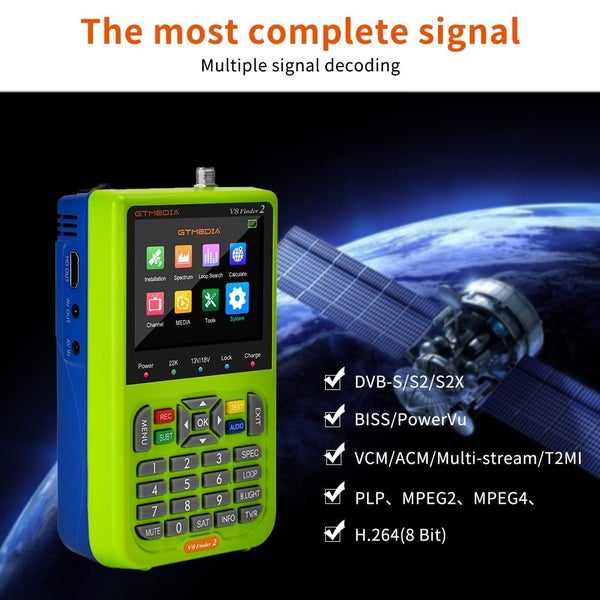 ICQUANZX V8 Satellite Finder Signal Meter Upgraded TV DVB-S2\/S2X Receiver De... Carousel 2