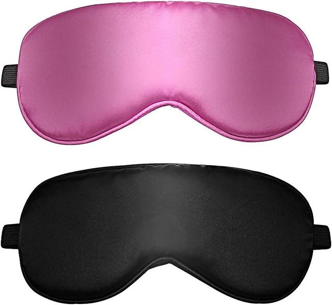 Sleep Mask 2 Pack black Purple Ultra-soft Silk Sleep Mask Light Resistant Carousel 1