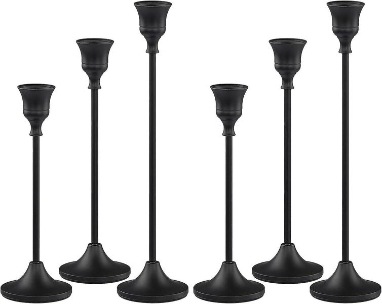Set Of 6 Black Brass Taper Candle Holders Vintage Modern Candle Holders Ho Carousel 1