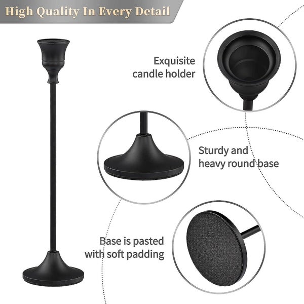 Set Of 6 Black Brass Taper Candle Holders Vintage Modern Candle Holders Ho Carousel 2