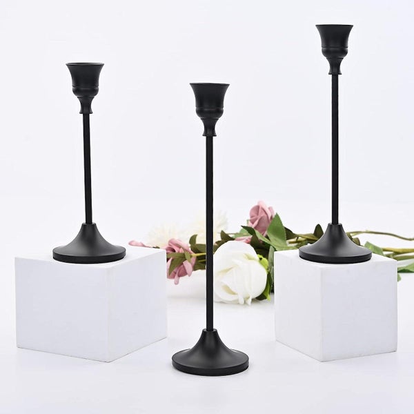 Set Of 6 Black Brass Taper Candle Holders Vintage Modern Candle Holders Ho Carousel 4