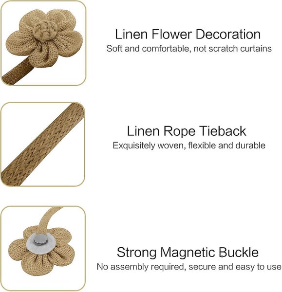 Magnetic Window Curtain Rope Holdbacks 2 Pieces Simple And Elegant Sunflower Carousel 2