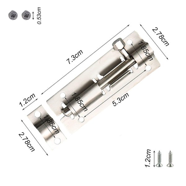 Security Slide Lock Bolts 4 Pieces Stainless Steel Sliding Door Latch Barrel Carousel 5