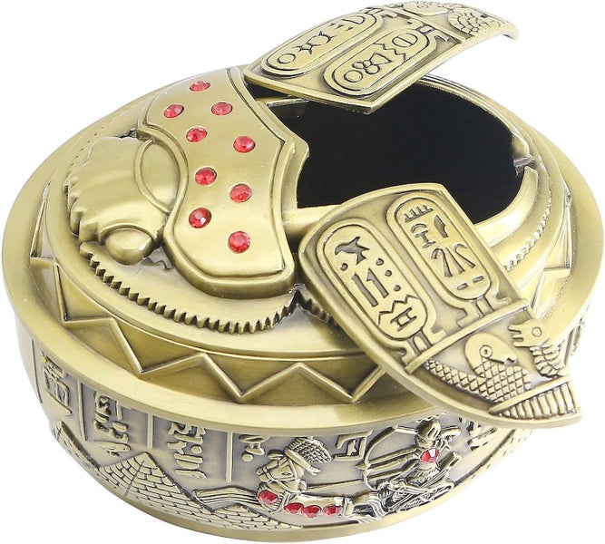 Metal Ashtrayegyptian Style Ashtray With Lid Vintage Decoration Windproof Carousel 1