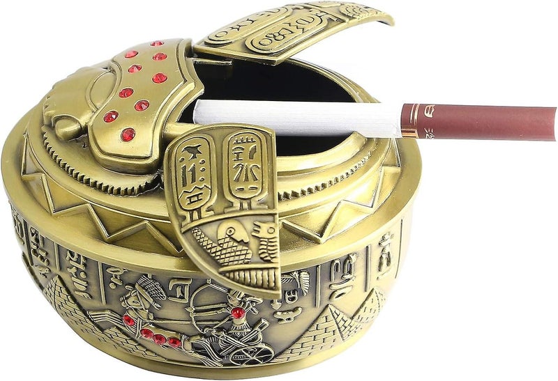 Metal Ashtrayegyptian Style Ashtray With Lid Vintage Decoration Windproof Carousel 4
