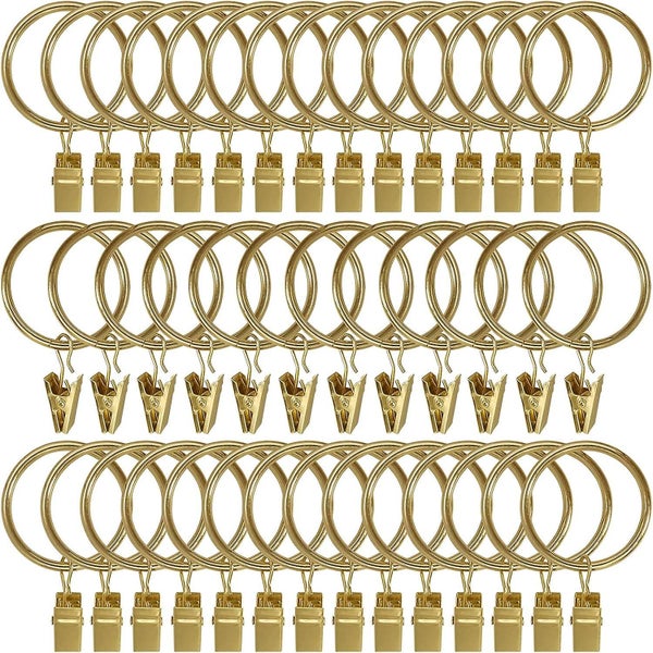 40 Pack Metal Curtain Rings With Clips Curtain Hooks Decorative Curtain Rod Carousel 1