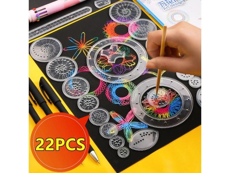 1PC Spirograph Ruler With Interlocking Gears Wheels Painting Accessories Carousel 2