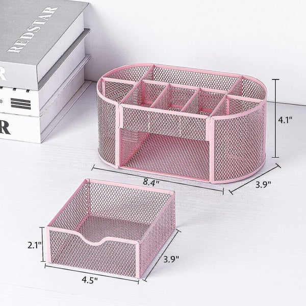 Pink Desk Organizer For Desk Supplies And Accessories Cute Wire Pen Organizer Carousel 5
