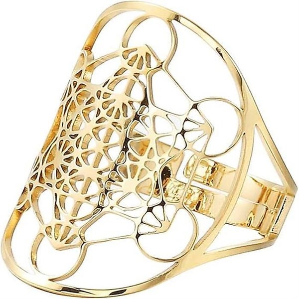 Woman Adjustable Archangel Ring Metatron Pattern Girls Stainless Steel Sacred Carousel 2