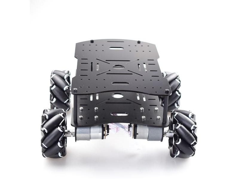 Double Plate 15KG Load 4WD Omni Mecanum Wheel Car Kit With 4pcs Speed Encoder Carousel 1