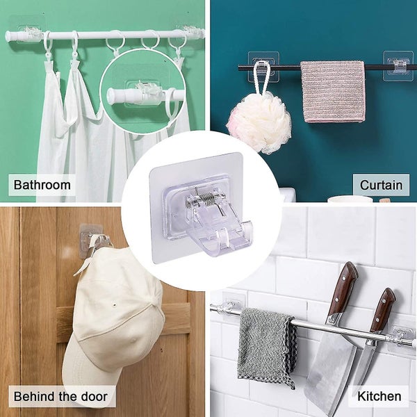 8pcs Curtain Rod Holder No Drilling Adhesive Curtain Rod Holder Hook 3m No D Carousel 2