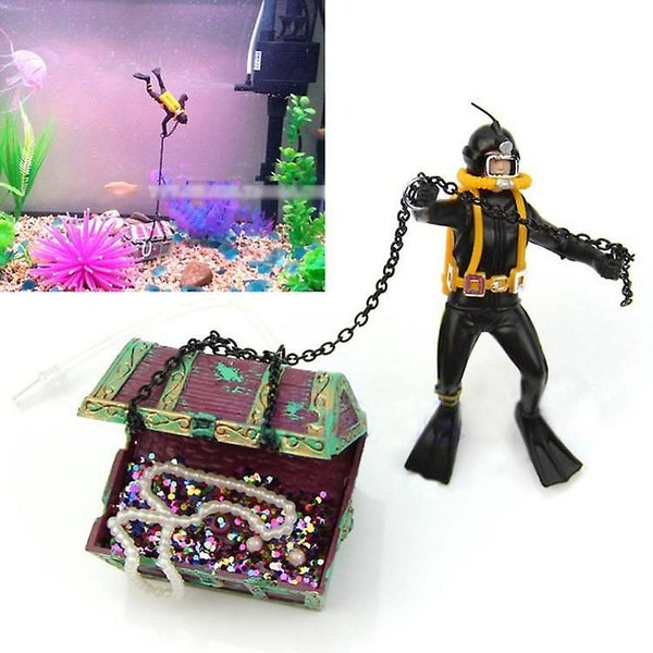 Black Treasure Hunter Ornament Aquarium Fish Action Figure Diver Scuba Diver T Carousel 1