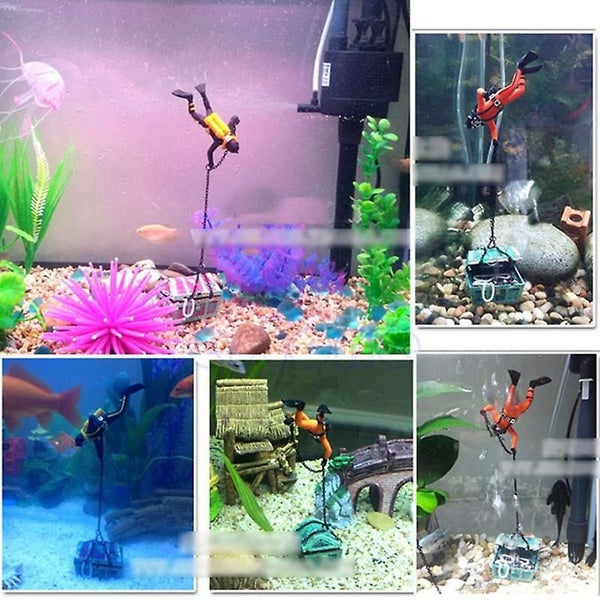 Black Treasure Hunter Ornament Aquarium Fish Action Figure Diver Scuba Diver T Carousel 2