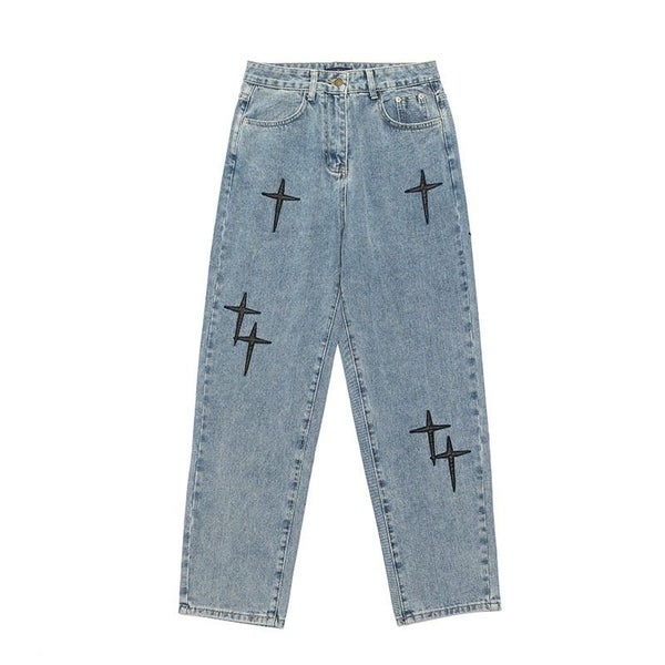 Prints Jeans Men 2023 New Streetwear Baggy Wide Leg Jeans Korean Carousel 1