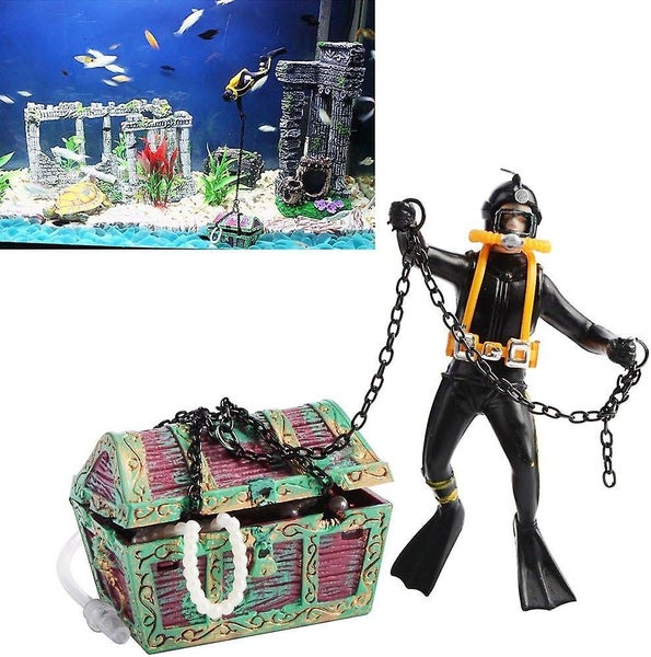 Treasure Hunter Ornament Aquarium Fish Action Figure Diver Scuba Diver Treasur Carousel 1