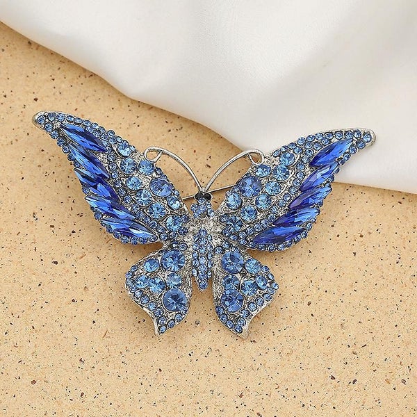 Rhinestone Butterfly Brooch Pin Blue Color Butterfly Brooches For Women Girls Carousel 1