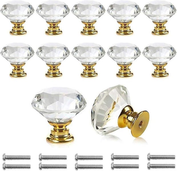 10 Pieces Door Knobs Handles Transparent Diamond Crystal Glass Doors Cabinet D Carousel 1