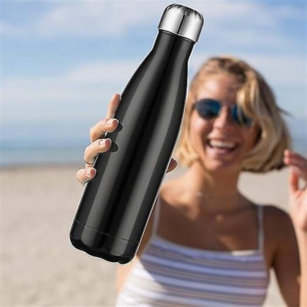 black 1l Stainless Steel Water Bottle Double Wall Vacuum Insulated Metal Wa Carousel 2