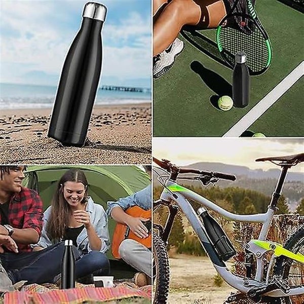 black 1l Stainless Steel Water Bottle Double Wall Vacuum Insulated Metal Wa Carousel 5