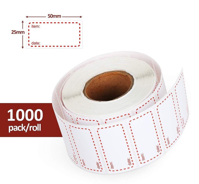 1000 Roll Freezer Food Labels 50x25mm Self-adhesive Date Labels Removable An Carousel 1