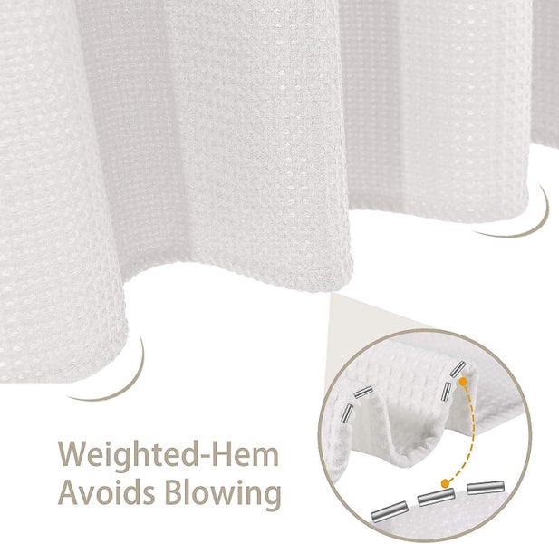 Waffle Shower Curtain With Metal Rings Shower Curtain Bathtub Mildew Proof Fab Carousel 5