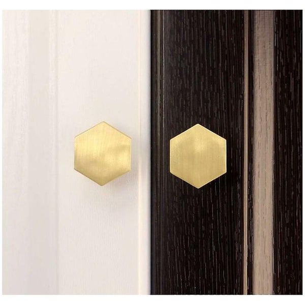 5pcs Solid Brass Cabinet Knobs Hexagonal Brass Cupboard Drawer Door Handle F Carousel 5