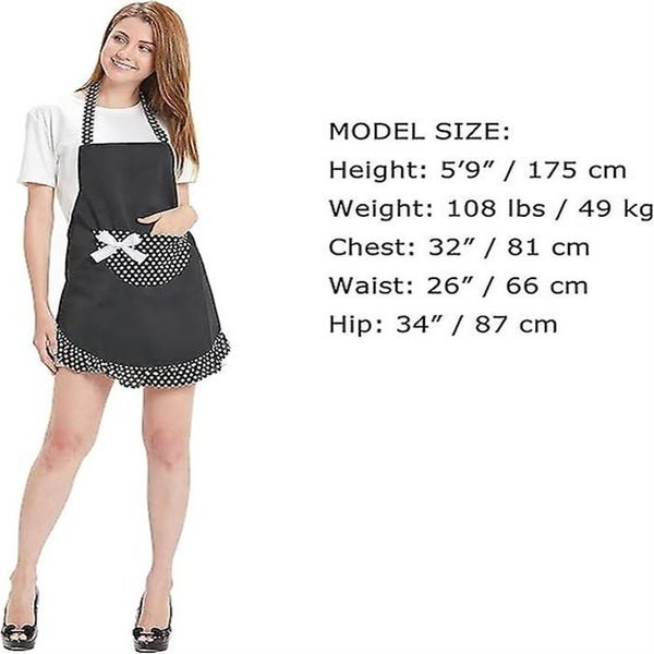 Apron Kitchen Baking Apron Retro Women's Apron Apron Ruffle Black Sexy Cute Pe Carousel 1