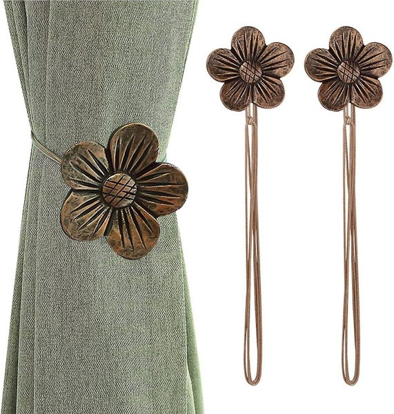 Set Of 2 Retro Magnetic Curtain Tiebacks Japanese Apricot Tree Hard Resin Cu Carousel 1