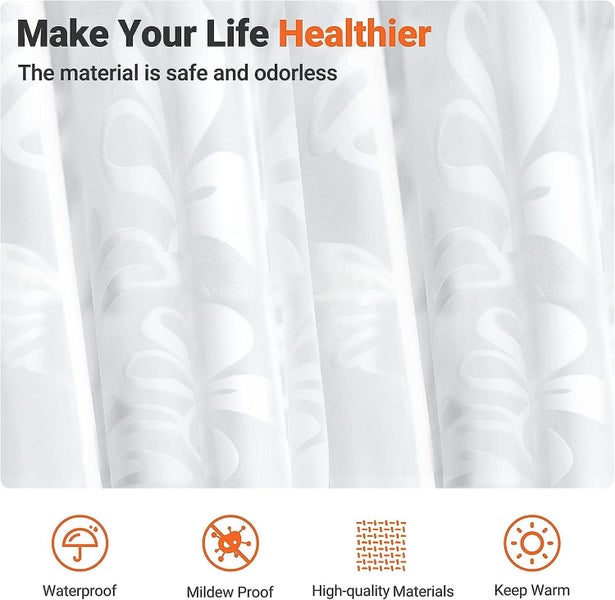 Waterproof Shower Curtain Eva [anti-mildew] [weighted Hem] Stylish Shower Cur Carousel 2