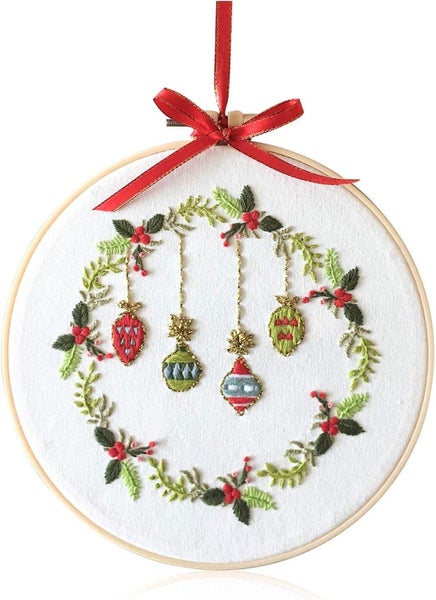 8 Inch Cross Stitch Embroidery Kit With Embroidery Hoops Colorful Needles And Carousel 1