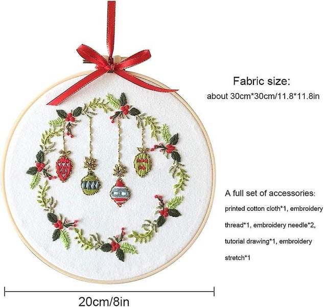 8 Inch Cross Stitch Embroidery Kit With Embroidery Hoops Colorful Needles And Carousel 2