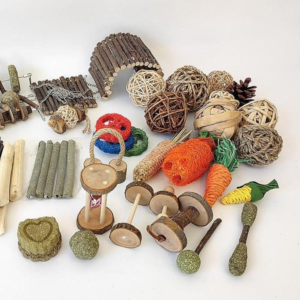 1 Pcs Natural Small Pet Chew Toys Wooden Small Animal Toys For Rabbit Hamste Carousel 2