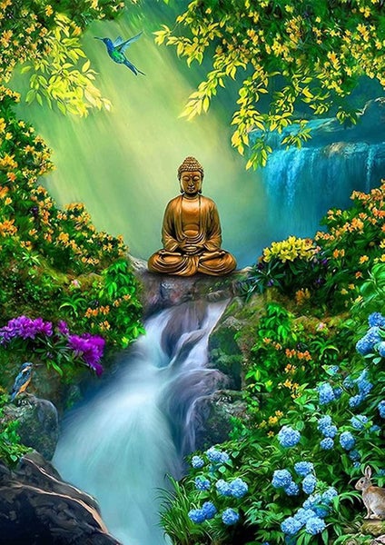 Diamond Painting 5d Diamond Painting Waterfall Buddha Statue 30x40cm Diy Cryst Carousel 1