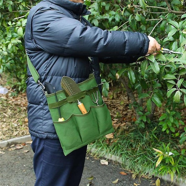 Green Garden Tool Sling Bag Tool Storage Bag With 4 Pockets And Shoulder Belt Carousel 2