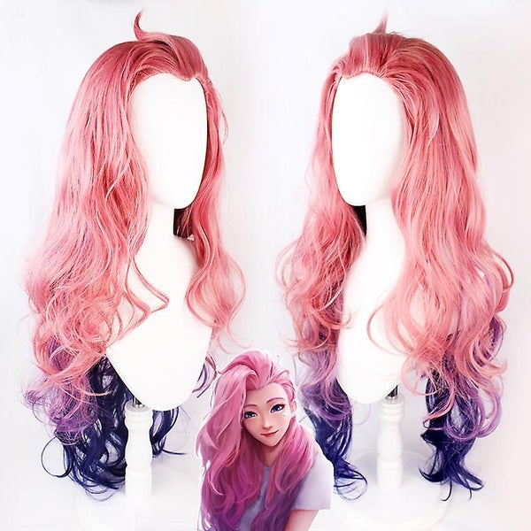 Pink Evolution Blue Purple Lolita Long Curly Hairpin Horsetail Cosplay Wig Carousel 2