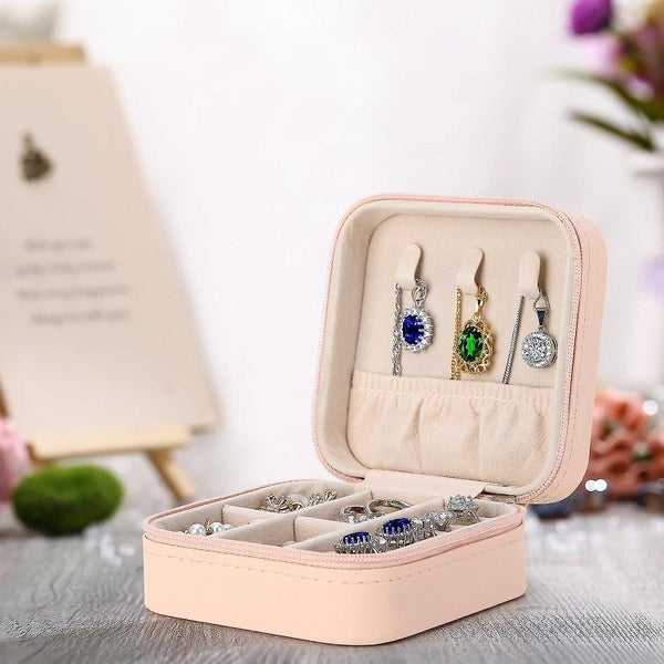 3 Piece Women's Travel Small Jewelry Box Organizer Portable Mini Travel Jewel Carousel 2