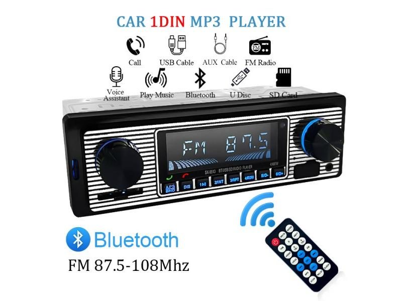 SINOVCLE 1 DIN Radio Stereo With Digital Bluetooth FM USB SD In Dash AUX Input Carousel 2