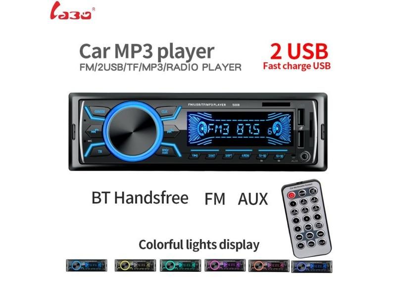 LaBo Car Radio Stereo Player Bluetooth Phone AUX-IN MP3 FM/USB/1 Din/remote Carousel 2