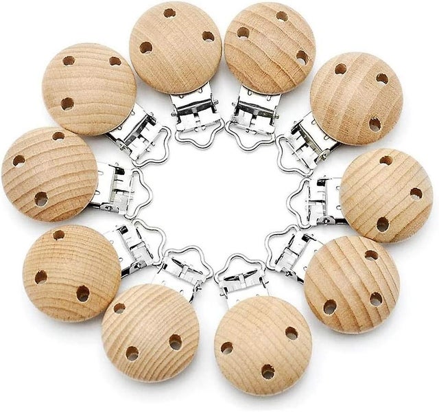 Set Of 10 High Quality Beech Wood Clips Pacifier Clip Pacifier Clips Natura Carousel 1