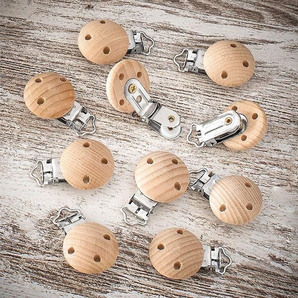 Set Of 10 High Quality Beech Wood Clips Pacifier Clip Pacifier Clips Natura Carousel 5