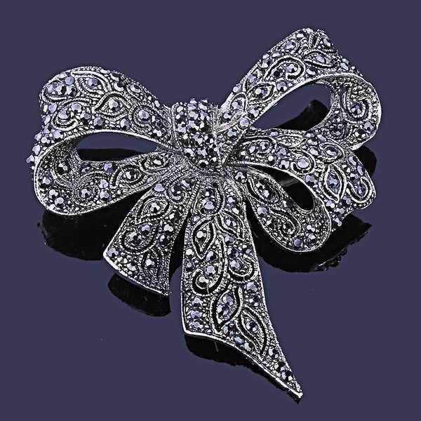 Vintage Women Rhinestone Brooch Black Brooch Bow Brooch Pin Fashion Jewelry Carousel 1