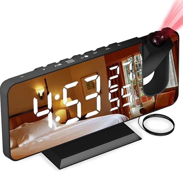 Projection Alarm Clock Alarm Clocks Bedside With Fm Radio Digital Clock With Carousel 1
