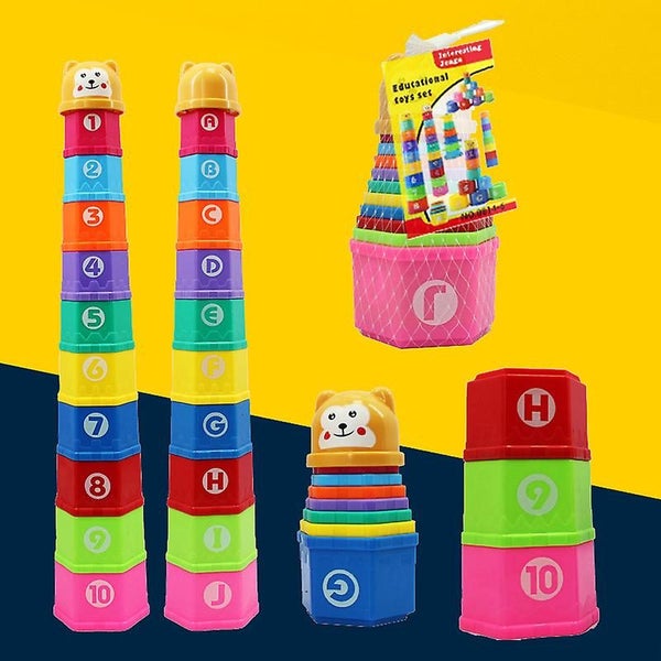 10 Pack Rainbow Stacking Cups For 1 Year Old Girls Boys Toddler Toys With Ligh Carousel 5