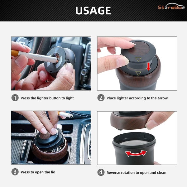 Carbon Fiber Car Ashtray With Lighter And Colorful Led Breathing Light Pres Carousel 5