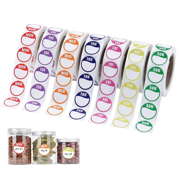 Days Of The Week Stickers 7000 Food Labels Circle Dot Food Labels For The Wh Carousel 1