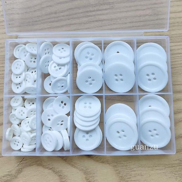 100pcs White Round Resin Button Sewing Buttons Sewing Buttons With 4 Eyes For Carousel 1