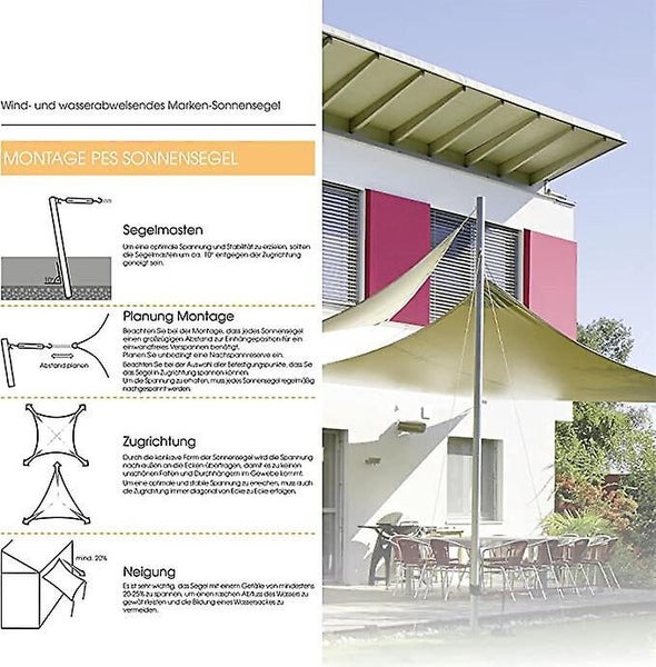 3 X 3 X 4.25 M Light Gray Shade Sail Sun Shade Garden Balcony Waterproof Polye Carousel 5